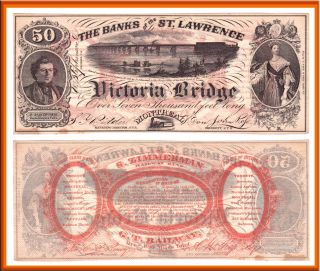 1857 50 Banks of the St. Lawrence Victoria Bridge Montreal Advertising