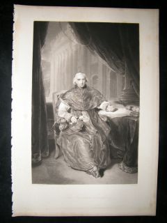 After Thomas Lawrence 1840 Folio Mezzotint Portrait Cardinal Consalvi