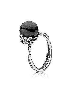 Pandora Black Spinel and Grey Crystal Ring Silver   