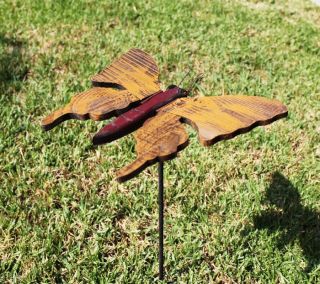 Wooden Butterfly Garden Stakes Lawn Ornaments Various Colors