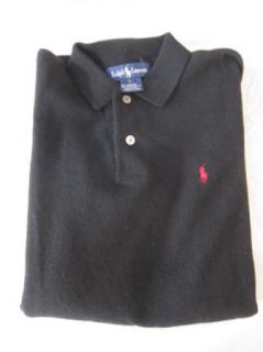 Ralph Lauren Mens Size L Large Black Cashmere Collar Polo Shirt