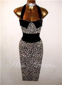 Vintage 50s Style Rockabilly Leopard Wiggle Pencil Pinup Dita Dress 10