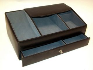 New Leather Desk Personal Organizer with Drawer Black
