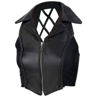 Ladies Solid Leather Motorcycle Biker Vest Size 2X XXL