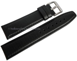  Roma Black Pinhole Oil Tan Heavy Pad Chrono Leather Watch Band Strap