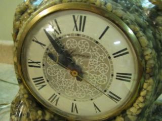 Lanshire Lawrence Vtg Clock Resin Rock Stone Gray Art Deco Gaudy