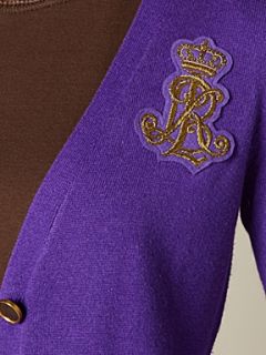 Lauren by Ralph Lauren Silk and cashmere cardigan with monogram Purple