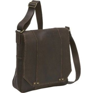 Ledonne Vertical Distressed Leather Messenger Bag