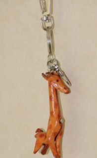 Leather Giraffe Keychain Charm Keyring Key Fob Hook Clip Handmade Wild