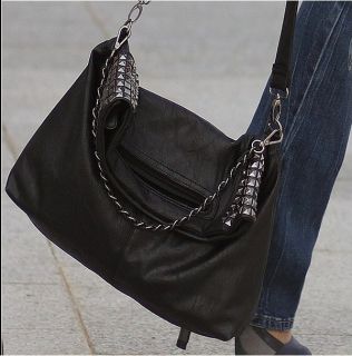 Black Fashionable Casual Lady Hobo PU Leather Handbag Shoulder Bag H12
