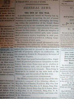 Newspaper Lincoln Assassination Lee Surrender Civil War End