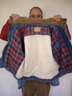 Vintage 1980s Levis Suede Lined Denim Faux Shearling Flannel Jean