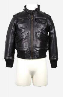 Boys New Genuine Black Lambskin Leather Jacket Sz 2T 12