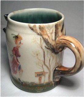 Vintage Art Pottery Whimsical Tankard Skunk Mug Signed