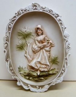 Lefton China KW115 Wall Plaque Hand Painted Vintage