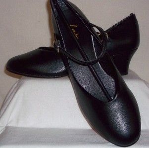 Leos Dancewear Ladies Black Strap Heel Dance Shoes