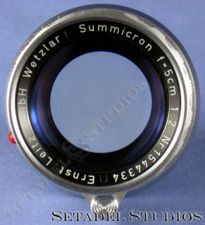 Leica 50mm Summicron F2 Chrome M Lens Caps Clean Nice