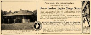 1912 Ad Dexter Brothers Co. English Shingle Stains Roof   ORIGINAL