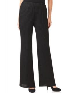Sunny Leigh New Black Solid Chiffon Pleated Wide Leg Lined Dress Pants