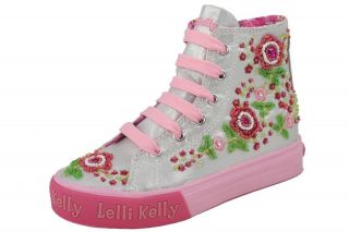 Lelli Kelly Youth Silver Mid High Top Sneaker 3 (34), 4 (35), 4.5 (36