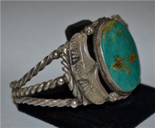 Native American Signed Leonard H Bracelet Large Beautiful Turquoise