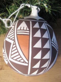 Acoma Pottery Christmas Ornament Leno Traditional Mountains Clouds