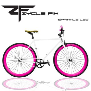 Gear Bike Fixie Bike Track Bicycle 52 cm w Deep Sprinkled Leo