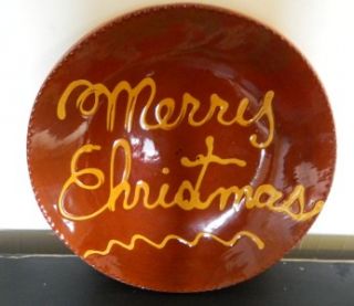Lester Breininger Redware Merry Christmas Plate Signed and Dated