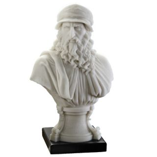 Leonardo Da Vinci Bust Statue Italian Renaissance Man Bonded Marble