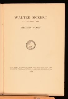 1934 Virginia Woolf Essay Walter Sickert A Conversation Paper Wraps