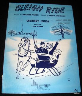 Sleigh Ride 1951 Christmas Art Music Sheet
