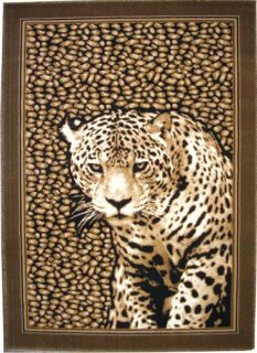 African Safari Leopard Skin Print Woven 4x6 Area Rug Actual Size 52 x