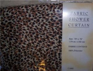 Leopard Print Brown Shower Curtain Hooks Liner Set