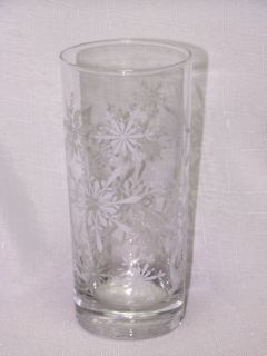 Libbey Glass 4 Christmas 15oz White Snowflake Tumblers Glasses