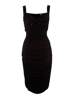 JS Collections Jewel scoop side ruched dress Black   