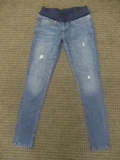 Levi Strauss Maternity Jeans Stretch Skinny Jean Distressed Blue Size