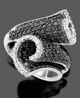 14k White Gold Ring, Black and White Diamond Scroll (2 1/3 ct. t.w.)