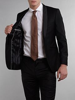 Simon Carter Satin trim flannel suit Black   
