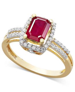 14k Gold Ring, Ruby (1 c.t. t.w) and Diamond (1/5 c.t. t.w) Ring