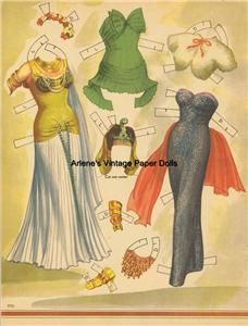 Vintge 1953 Linda Darnell Paper Doll Lazer RPRO ORG Sz