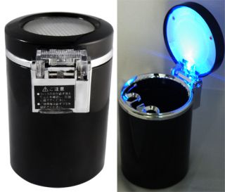 Portable Car LED Light Cigarette Ashtray Holder Black