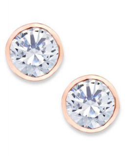Brilliant 18k Rose Gold Over Sterling Silver Earrings, Cubic