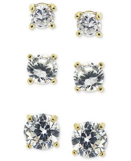 Brilliant 18k Gold over Sterling Silver Earring Set, Cubic Zirconia