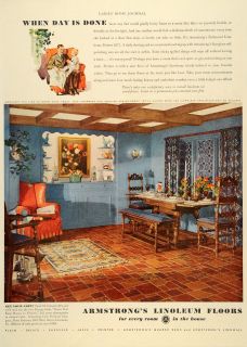 1936 Ad Armstrongs Linoleum Floors Pattern 6271 Home   ORIGINAL