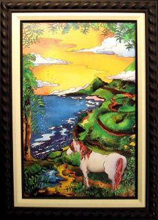 Linnea Pergola, Blanca Signed Art Giclee on Canvas Custom Framed Horse