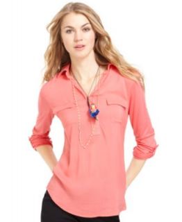 BCX Long Sleeve Embellished Collar Blouse & Skinny Jacquard Print