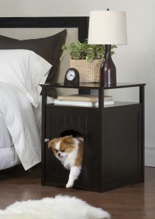 New Espresso Wood Cat Litter Cover Nightstand Pet House Home 20 x 18 x