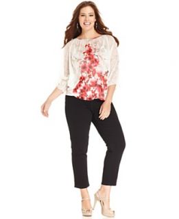 Style&co. Plus Size Three Quarter Sleeve Printed Lace Top & Curvy