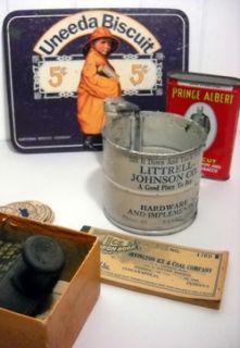 Old Store Vintage Advertising Mixed Lot Tins Uneeda Milk Shoe More $25