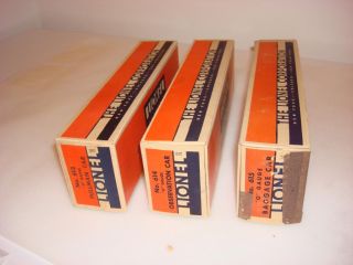 1935 Lionel red/Silver 613, 614 and 615 Passenger car boxes only R